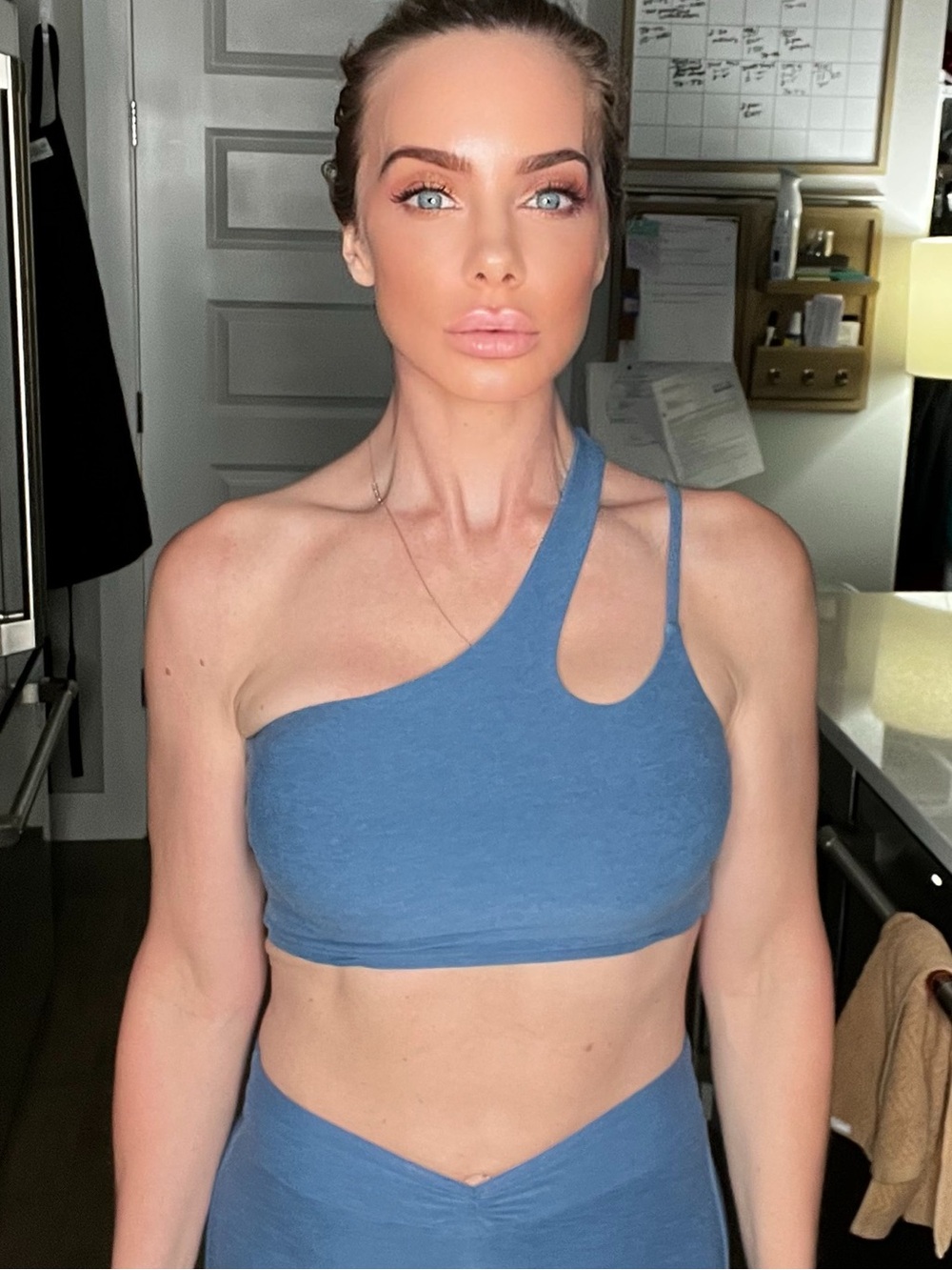 Bombshell Sportswear Blue Asymmetric One-Shoulder Sports Bra